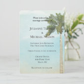 Tropical Palm Tree Wedding Einladung (Stehend Vorderseite)