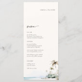 Tropical Palm Tree Wedding Menu Platzkarte Menükarte (Vorderseite)