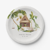 Tropical Palm Tree Wedding Pappteller (Vorderseite)