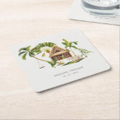 Tropical Palm Tree Wedding Rechteckiger Pappuntersetzer (angewinkelt)