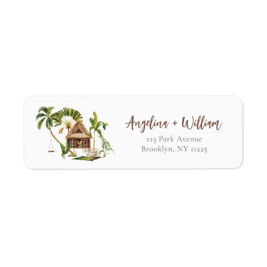Tropical Palm Tree Wedding Return Address (Vorne)