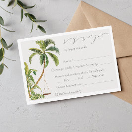 Tropical Palm Tree Wedding RSVP Card Karte
