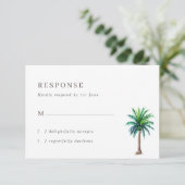 Tropical Palm Tree Wedding RSVP Card Karte (Stehend Vorderseite)