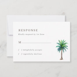 Tropical Palm Tree Wedding RSVP Card Karte