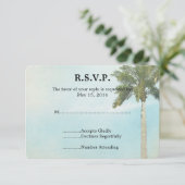 Tropical Palm Tree Wedding RSVP Karte (Stehend Vorderseite)