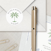 Tropical Palm Tree Wedding Runder Aufkleber
