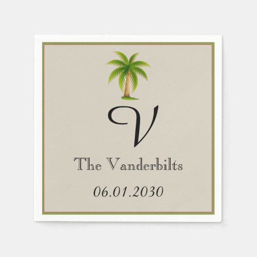 Tropical Palm Tree Wedding Serviette (Vorderseite)
