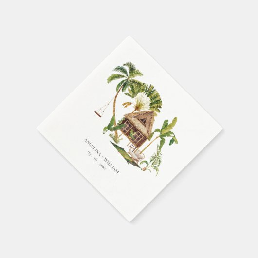 Tropical Palm Tree Wedding Serviette (Ecke)