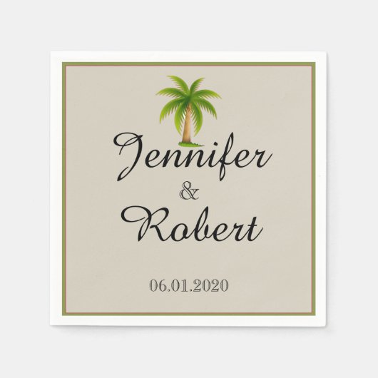 Tropical Palm Tree Wedding Serviette (Vorderseite)