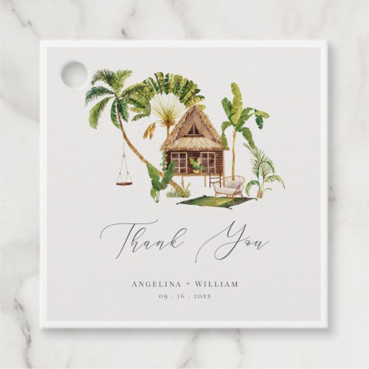 Tropical Palm Tree Wedding Vielen Dank Geschenkanhänger (Vorderseite)