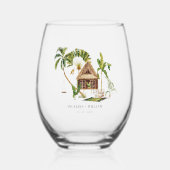Tropical Palm Tree Wedding Weinglas Ohne Stiel (Vorderseite)