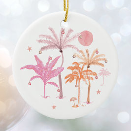 Tropical Palm Tree Weihnachten Personalisiert Keramik Ornament