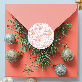 Tropical Palm Tree Weihnachten Runder Aufkleber