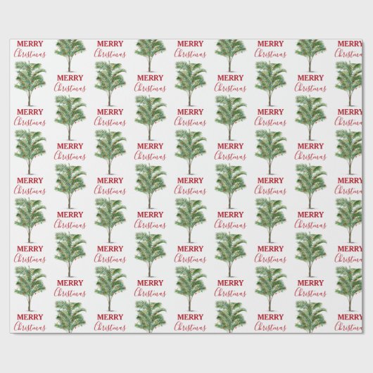 Tropical Palm Tree Weihnachtsbaum Urlaub Geschenkpapier (Flach)