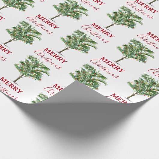 Tropical Palm Tree Weihnachtsbaum Urlaub Geschenkpapier (Ecke)