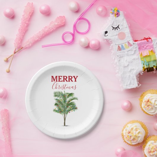 Tropical Palm Tree Weihnachtsbaum Urlaub Pappteller (Party)