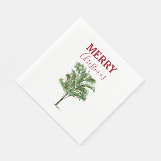 Tropical Palm Tree Weihnachtsbaum Urlaub Serviette (Ecke)