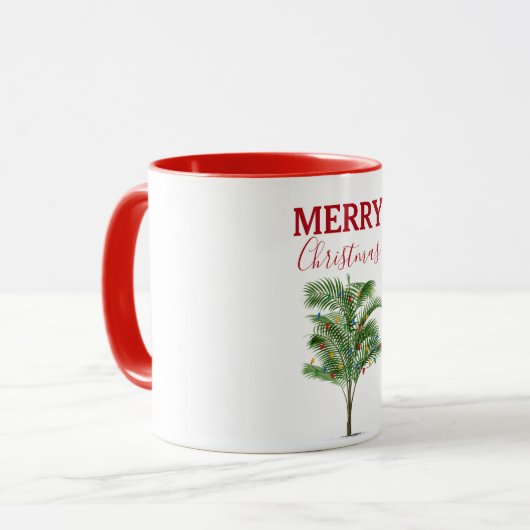 Tropical Palm Tree Weihnachtsbaum Urlaub Tasse (Vorderseite Links)