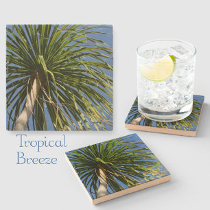 Tropical Palm Tree Windblown Natural Steinuntersetzer