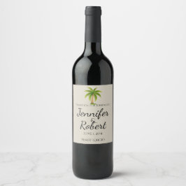 Tropical Palm Tree Wine Label Weinetikett
