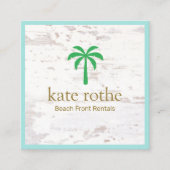 Tropical Palm Tree Wood Square Calling Card Telefonnummerkarte (Vorderseite)