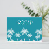 Tropical Palm Trees Aquamarin Bat Mitzvah UAWG RSVP Karte (Stehend Vorderseite)