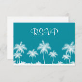 Tropical Palm Trees Aquamarin Bat Mitzvah UAWG RSVP Karte (Vorne/Hinten)