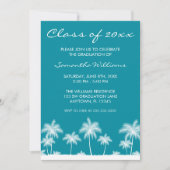 Tropical Palm Trees Aquamariner Abschluss Ankündig Einladung (Vorderseite)