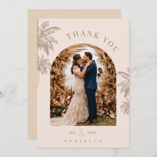Tropical Palm Trees Beach Destination Wedding Dankeskarte (Vorne/Hinten)
