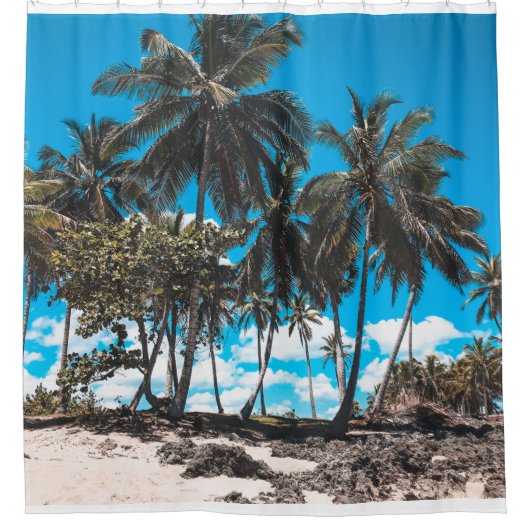 Tropical Palm Trees Beach Duschvorhang (Vorderseite)
