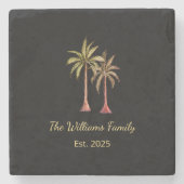 Tropical Palm Trees Beach Family Steinuntersetzer (Vorderseite)