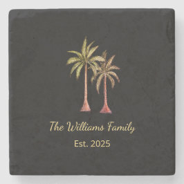 Tropical Palm Trees Beach Family Steinuntersetzer