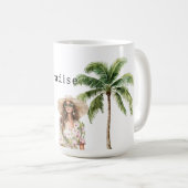 Tropical Palm Trees Beach Girl Kaffeetasse (VorderseiteRechts)