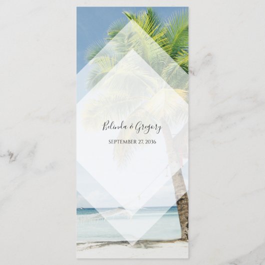 Tropical Palm Trees Beach Hochzeit Menükarte (Rückseite)