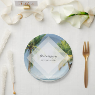 Tropical Palm Trees Beach Hochzeit Pappteller