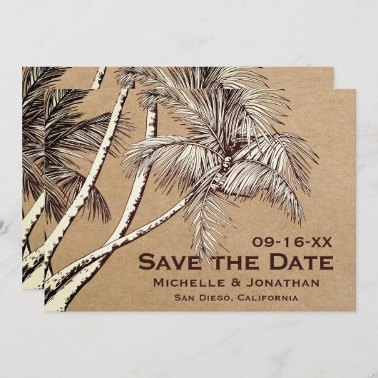 Tropical Palm Trees Beach Hochzeit Save The Date (Vorne/Hinten)
