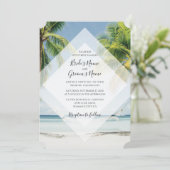Tropical Palm Trees Beach Hochzeitseinladungen Einladung (Stehend Vorderseite)