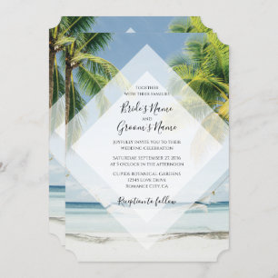 Tropical Palm Trees Beach Hochzeitseinladungen Einladung