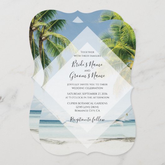 Tropical Palm Trees Beach Hochzeitseinladungen Einladung (Vorne/Hinten)