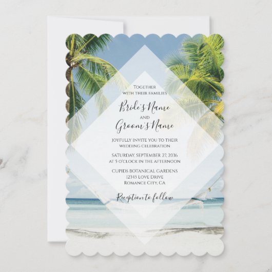 Tropical Palm Trees Beach Hochzeitseinladungen Einladung (Vorderseite)
