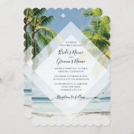 Tropical Palm Trees Beach Hochzeitseinladungen Einladung