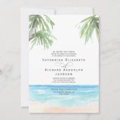Tropical Palm Trees Beach Hochzeitsfeier Einladung (Vorderseite)