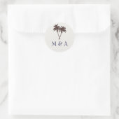 Tropical Palm Trees Beach Hochzeitsgeschoss Runder Aufkleber (Tasche)