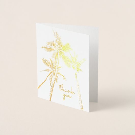 Tropical Palm Trees Beach Modern Vielen Dank Folienkarte (Vorderseite)