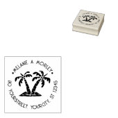 Tropical Palm Trees Beach Round Name Adresse #2 Gummistempel (Stempel)