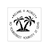 Tropical Palm Trees Beach Round Name Adresse #2 Gummistempel (Prägung)