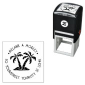 Tropical Palm Trees Beach Round Name Adresse #2 Permastempel (Beispiel)
