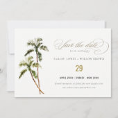 Tropical Palm Trees Beach Sand Wasserfarbe Save The Date (Vorderseite)