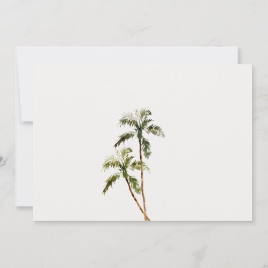 Tropical Palm Trees Beach Sand Wasserfarbe Save The Date (Rückseite)