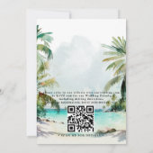 Tropical Palm Trees Beach Scene QR Code Wedding Einladung (Rückseite)